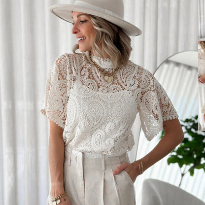 Women's Blouse Lace Floral Pattern Elegant