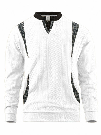 Men's Knitted Sweater Modern Plaid Pattern Elegant Design