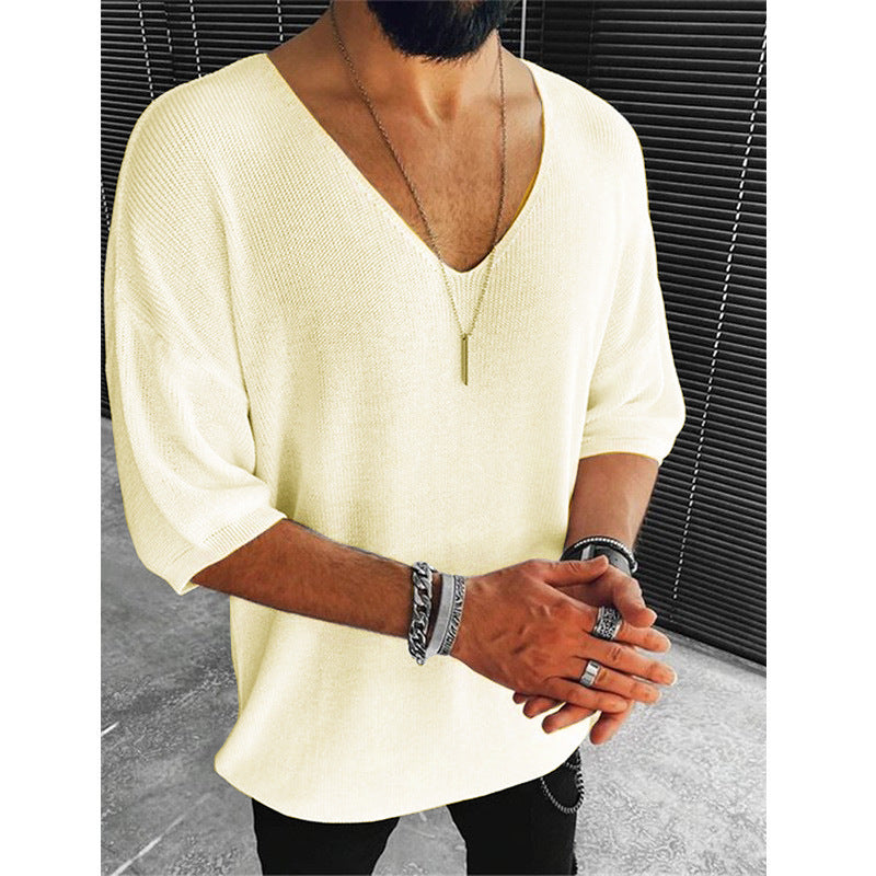 Herren Oversized V-Ausschnitt Pullover Modern Stil