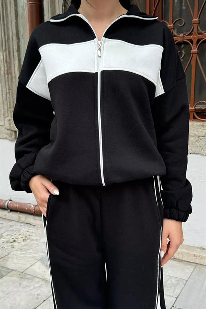 Damen Sportliches Loungewear Set mit Hochkragen und Reißverschluss