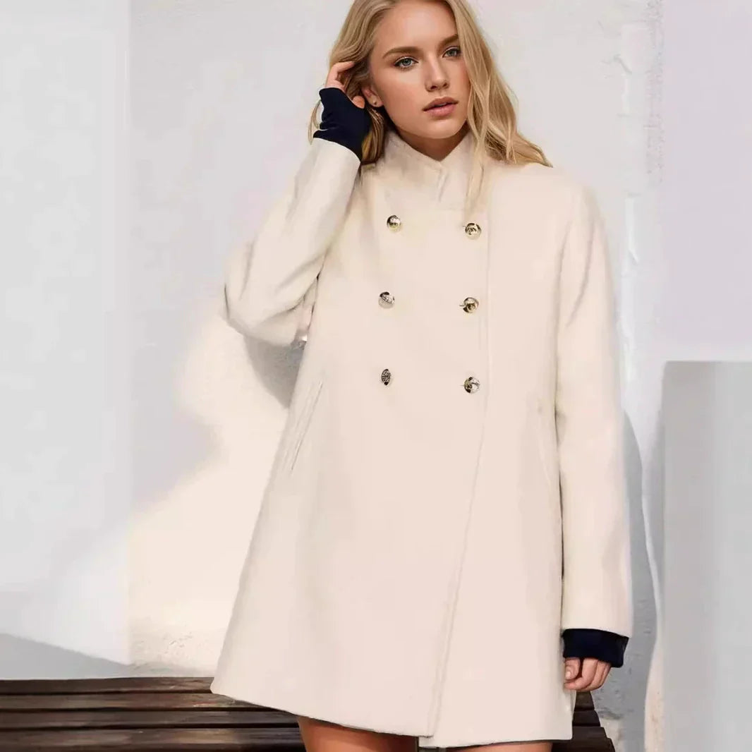 Women's Modern Wool Jacket Double-Breasted High Collar