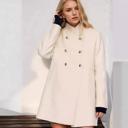 Women's Modern Wool Jacket Double-Breasted High Collar