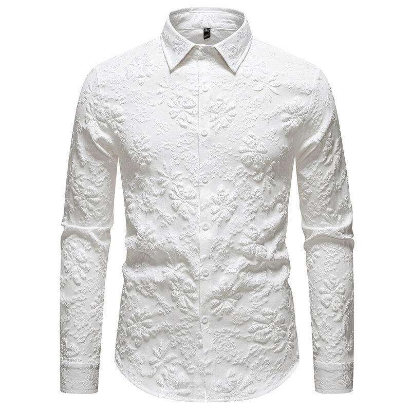 Men's Shirt Floral Pattern Elegant Long Sleeve