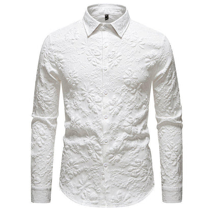 Men's Shirt Floral Pattern Elegant Long Sleeve