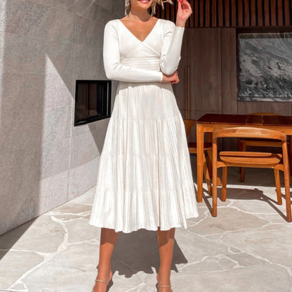 Women's Elegant Pleated Wrap Summer Dress