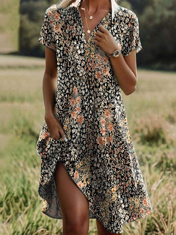 Women's Summer Dress Floral Print Loose Fit
