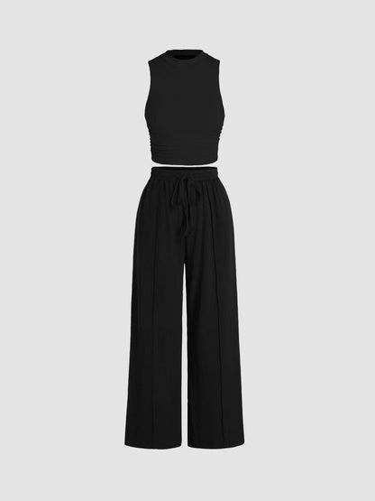 Damen Casual-Outfit: Weite Hose und Bequemes Top Set