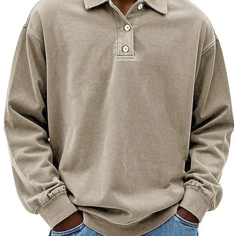 Men's Long-Sleeved Sporty Polo Shirt