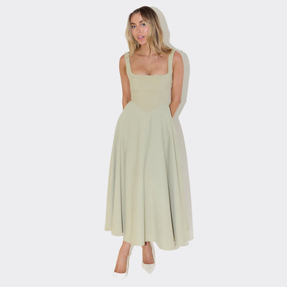 Women's Maxi Dress Elegant A-Line Square Neck