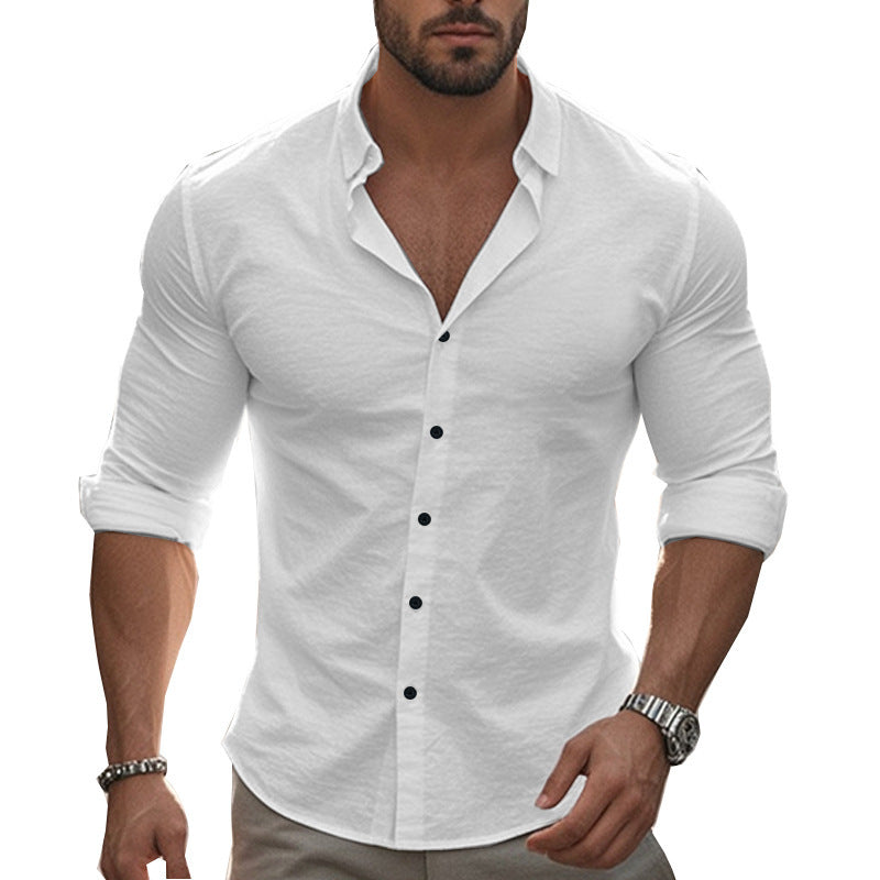 Men's Long-Sleeve Shirt Comfort Modern Rolled Collar