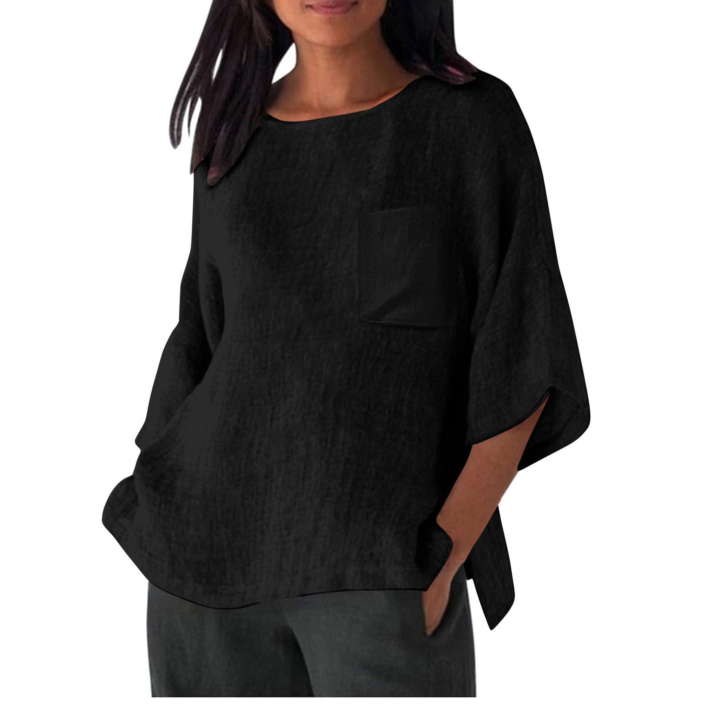 Women's Linen Top with Chest Pocket Summer Clothing