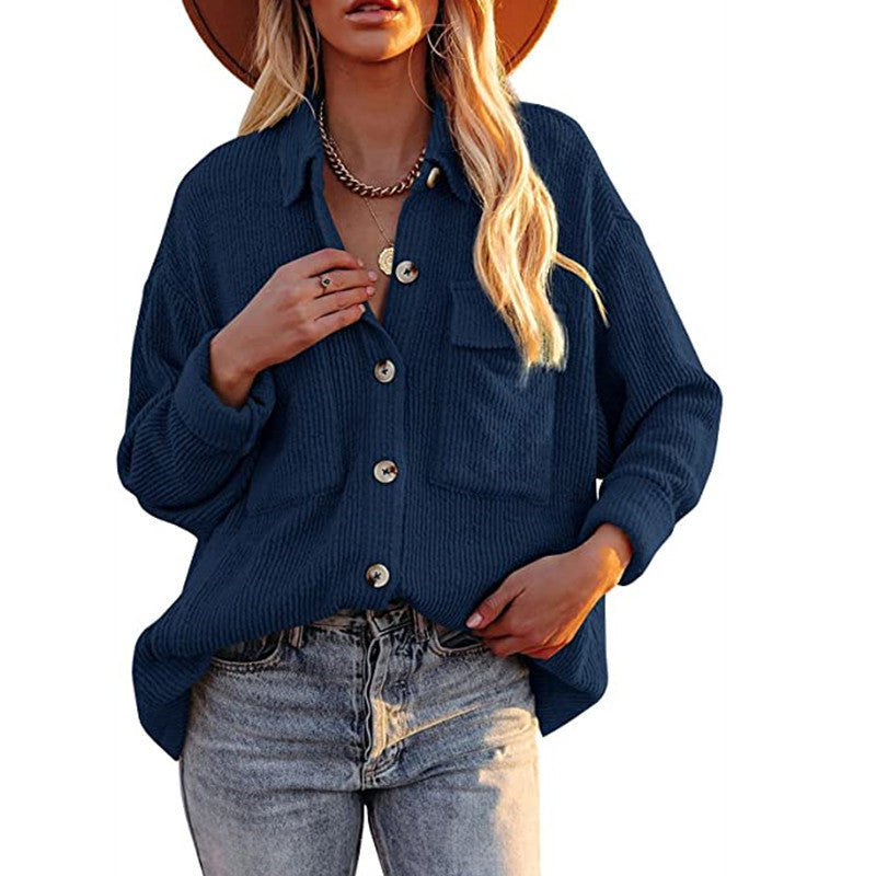 Women's Oversized Blouse with Texture and Buttons