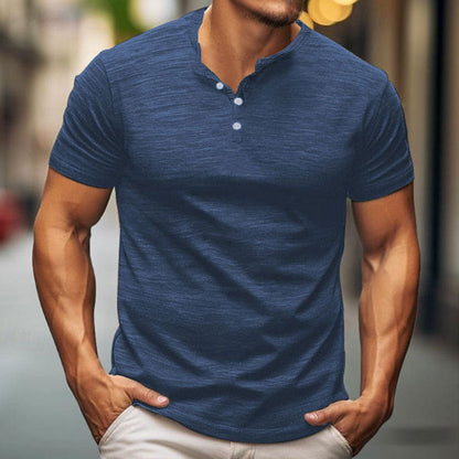 Men's Short Sleeve T-Shirt Modern Button Design