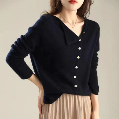 Elegant Long-Sleeve Button-Up Sweater for Women