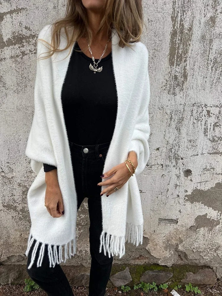 Soft Women's Poncho with Fringes Trendy Gift