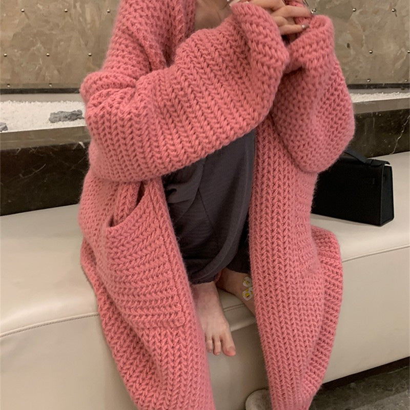 Women's Long Elegant Cardigan with Pockets