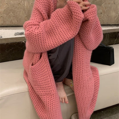 Women's Long Elegant Cardigan with Pockets