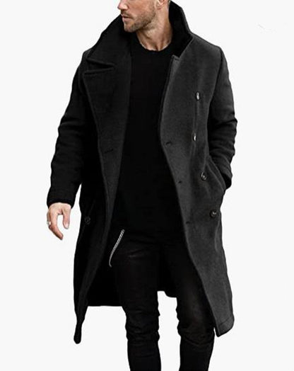 Men's Wool Coat Modern Double Lapel Style