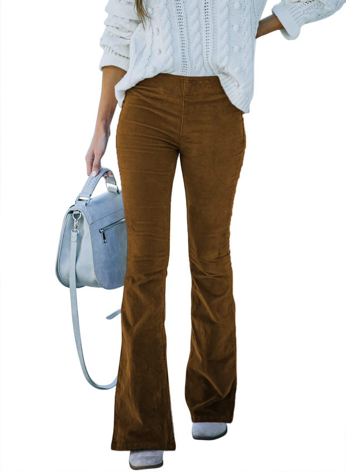 Elegant Women's Velvet Look Trousers