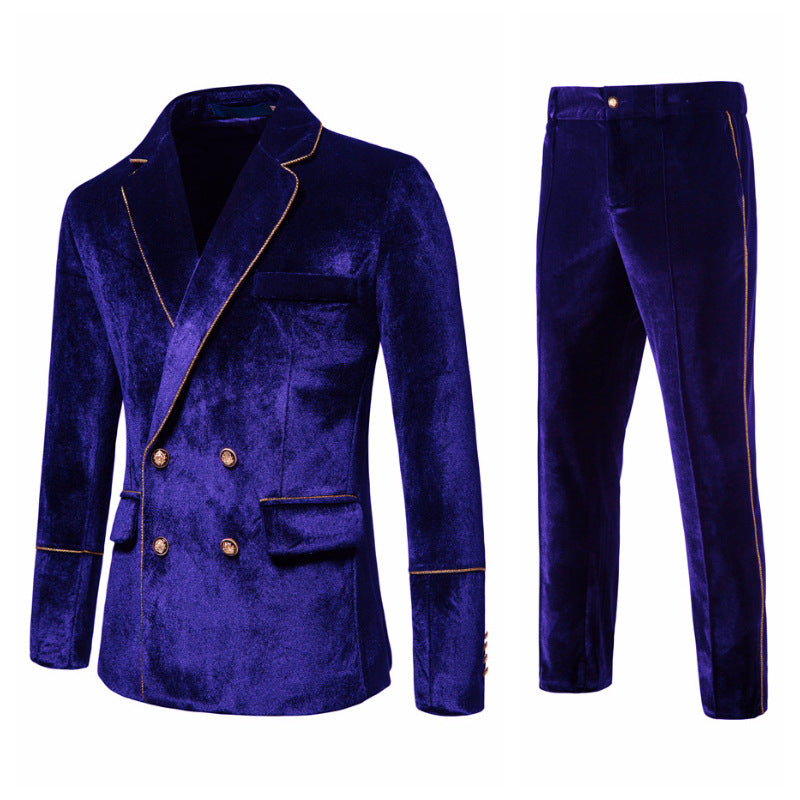 Men's Suit Velvet Elegant Gold