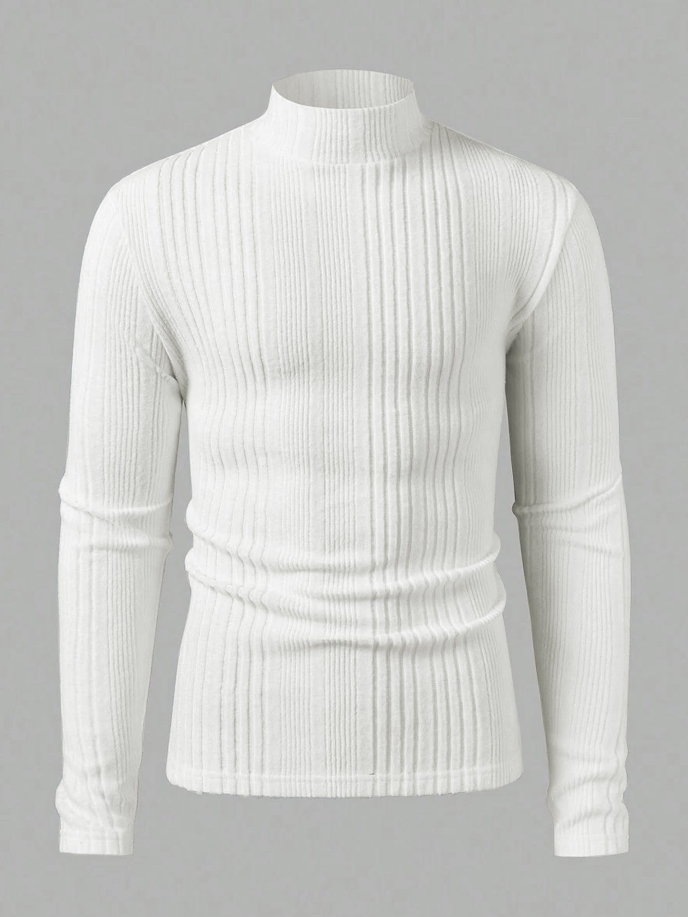 Herren Pullover Strick Hochkragen Rippoptik