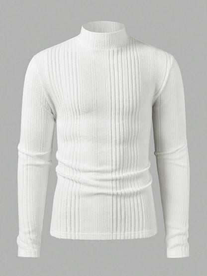 Herren Pullover Strick Hochkragen Rippoptik