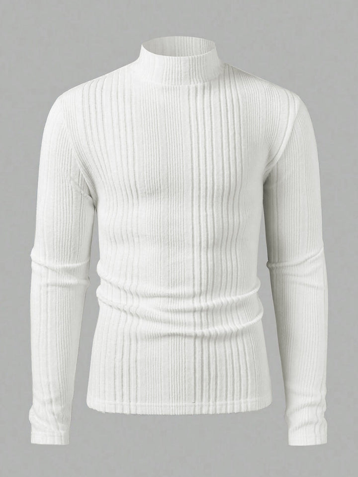 Herren Pullover Strick Hochkragen Rippoptik