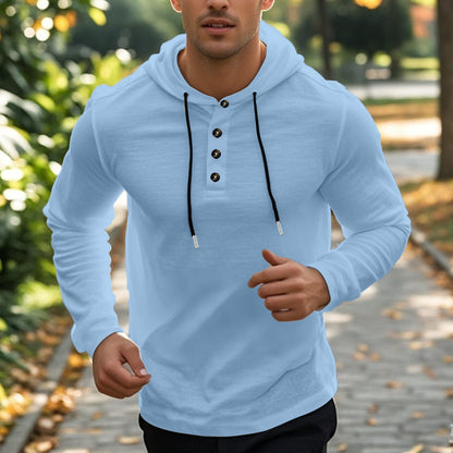 Men's Sport Hoodie with Pockets and Buttons