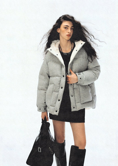 Stylish Oversized Puffer Jacket Navy Look
