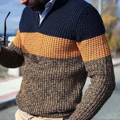 Men's Textured Half-Zip Knit Sweater