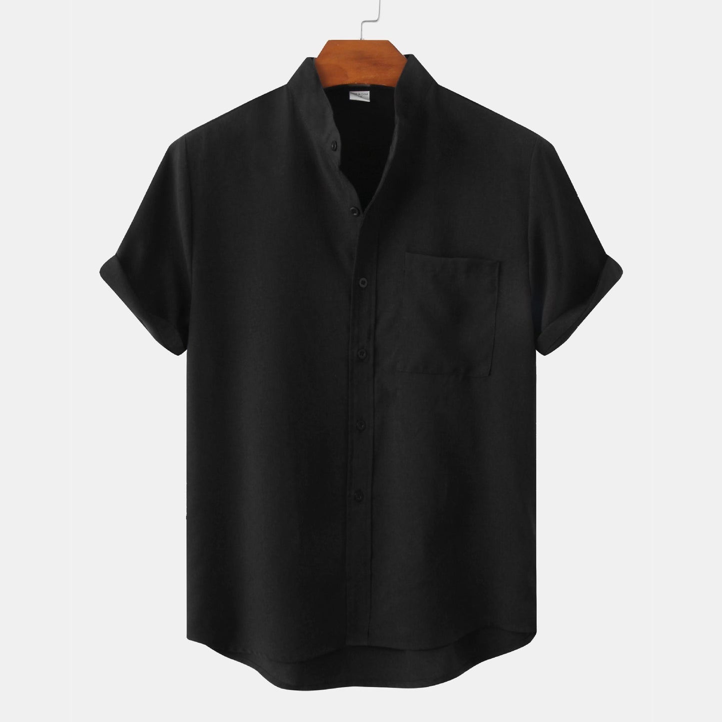 Men's Short-Sleeved Modern Stand-Up Collar Shirt
