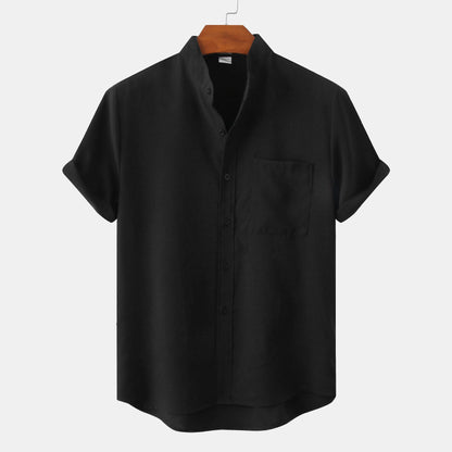 Men's Short-Sleeved Modern Stand-Up Collar Shirt