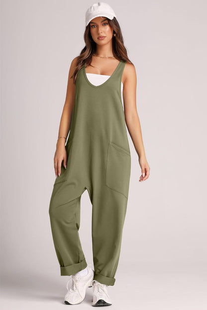 Women's Comfort Jumpsuit with Large Pockets and Stretch Fabric
