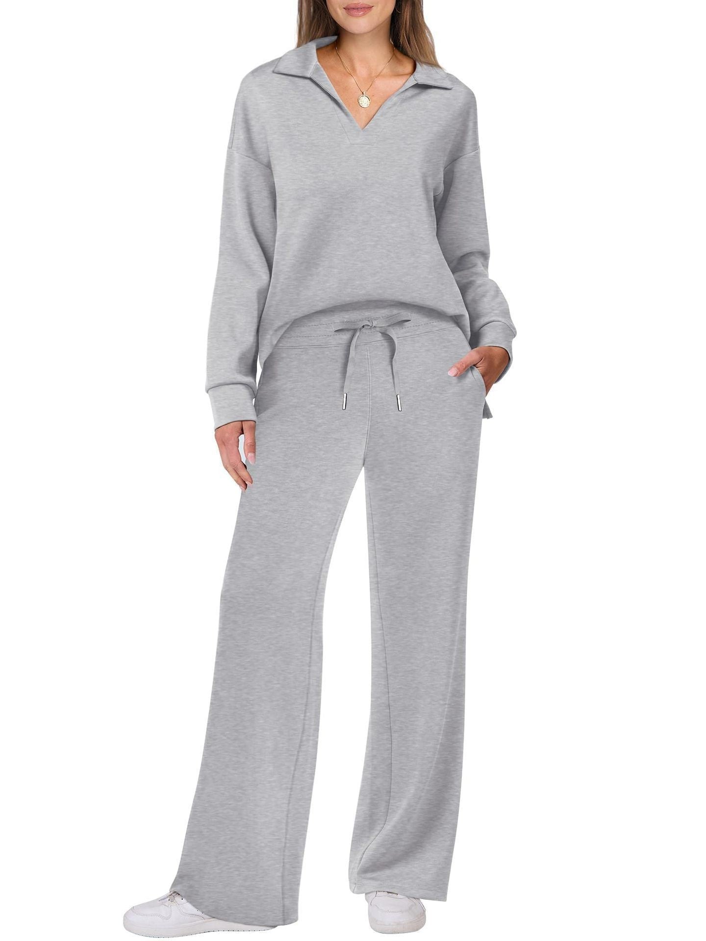 Women's Loungewear Set Elegant V-Neck Loose Fit