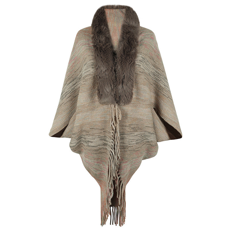 Women's Poncho Elegant Faux Fur Collar Women's Coat