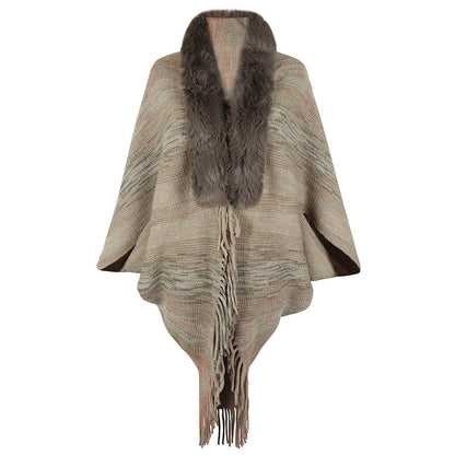 Women's Poncho Elegant Faux Fur Collar Women's Coat