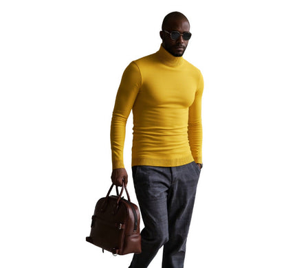 Men's Turtleneck Sweater Finely Structured Elegant Design