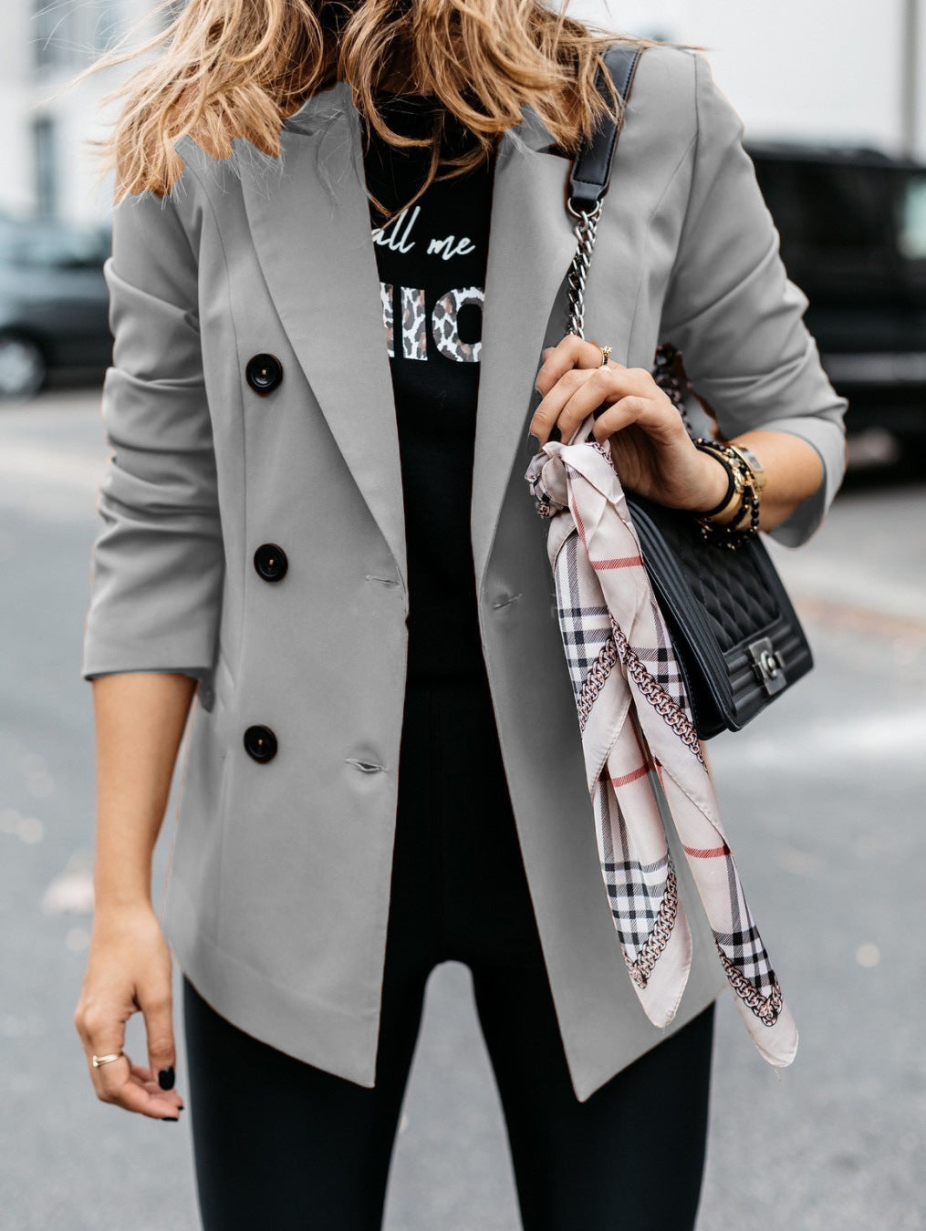 Women's Blazer Elegant Tailored Double-Breasted