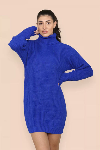 Women's Knitted High-Neck Elegant Dress