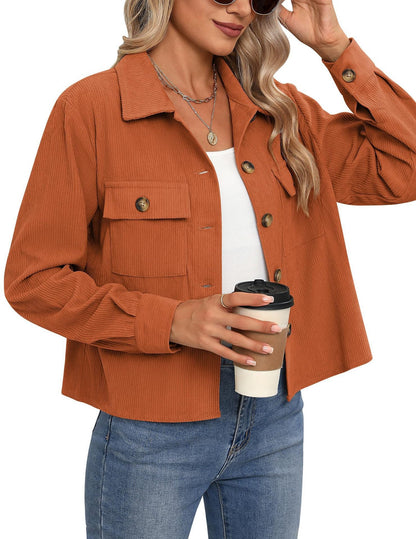 Women's Corduroy Jacket Modern Two-Pocket Design