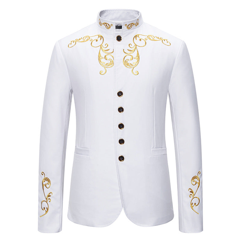 Men's Blazer Elegant Embroidery Black Design
