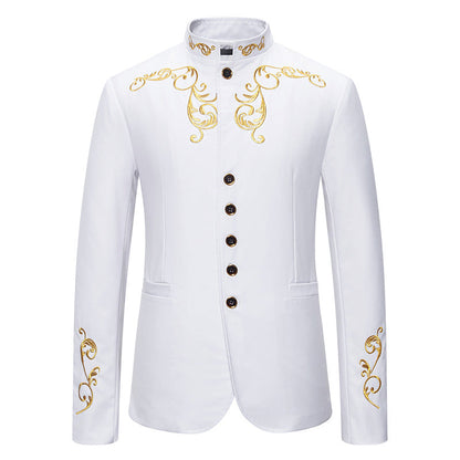 Men's Blazer Elegant Embroidery Black Design
