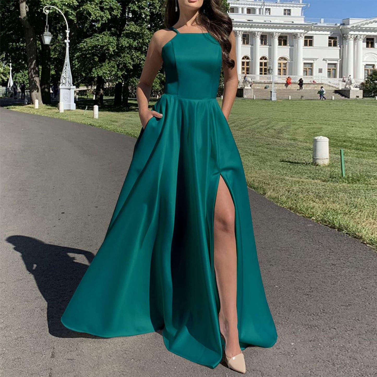 Elegant Evening Dress Women Long Straps Slim