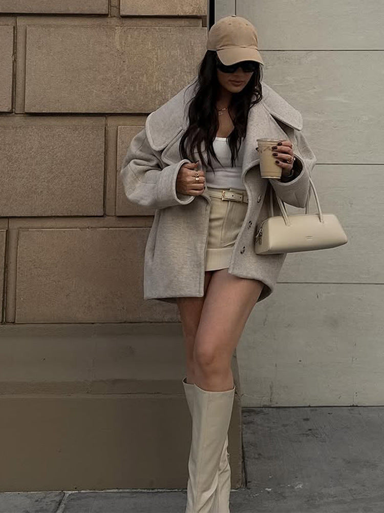 Women's Oversized Wool Coat Generous Warm