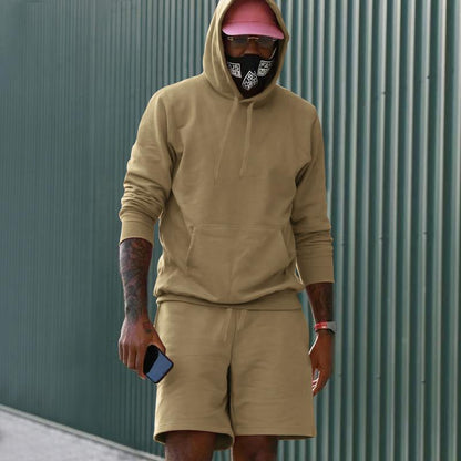 Men's Sportswear Set Sweat Hoodie Shorts Comfort