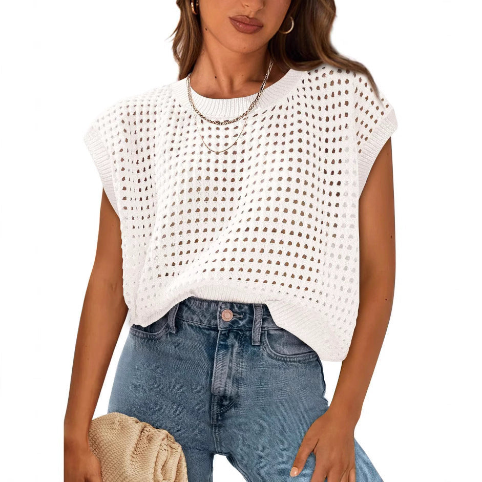 Women's Knitted Tank Top Airy Openwork Trendy