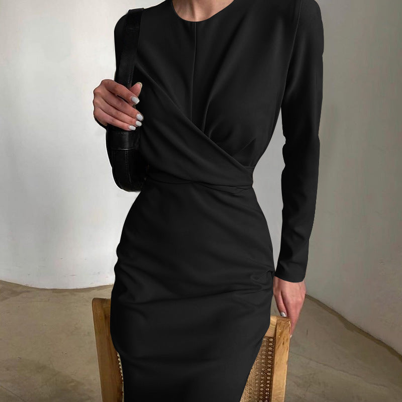 Women's Wrap Dress Elegant Long Sleeve Flowy Cut