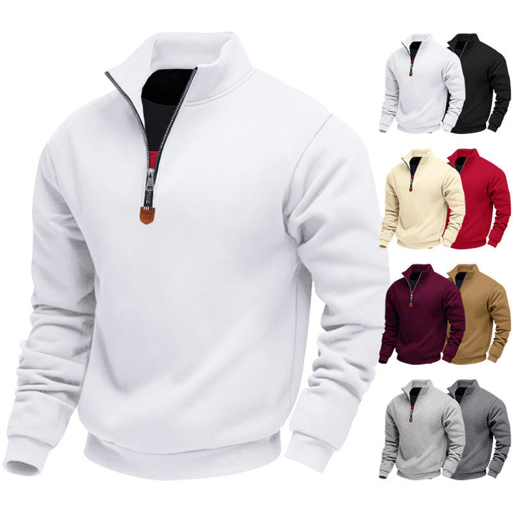 Herren Pullover Sportlich Halbzipper Stehkragen - IdealeKleiden