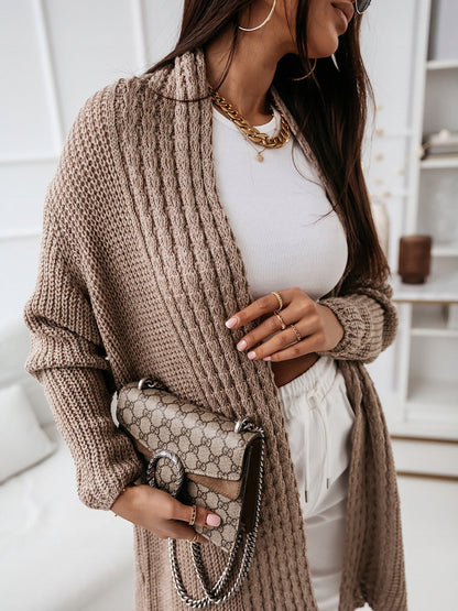 Long-Sleeve Cardigan Woolly Loose Laced
