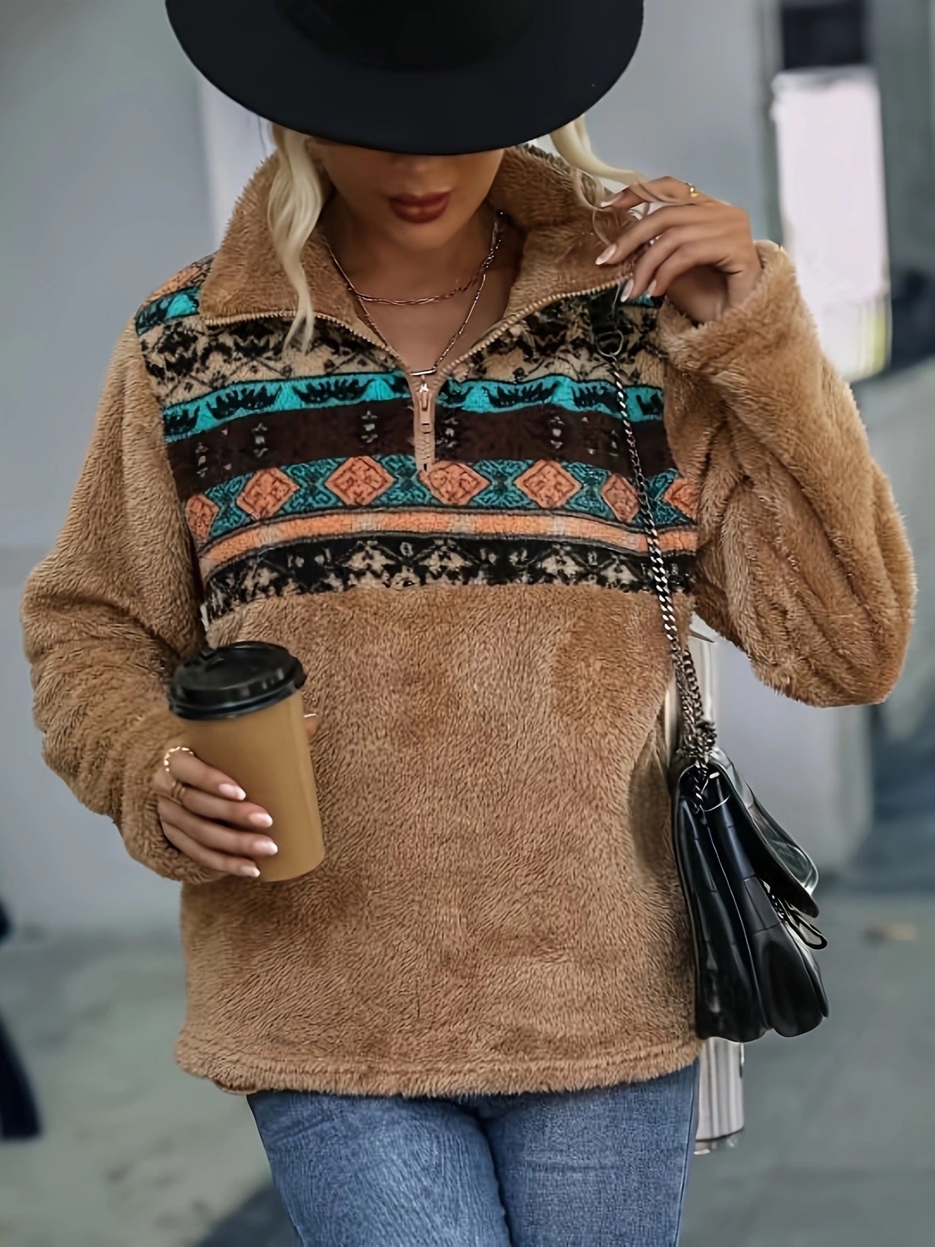 Women's Fleece Pullover Colourful Modern Stylish